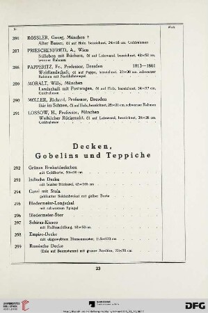 Decken, Gobelins und Teppiche (Nr. 292-330)
