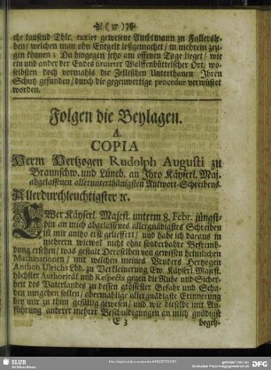 Folgen der Beylagen
