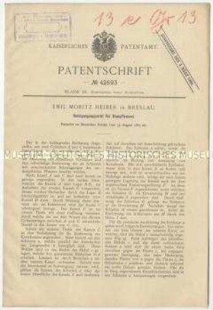 Patentschrift eines Reinigungsapparates für Dampfkessel, Patent-Nr. 42693