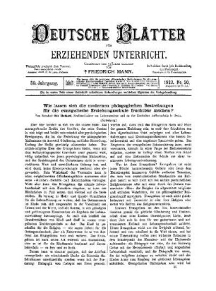 Wie lassen sich die modernen pädagogischen Bestrebungen für die evangelische Erziehungsschule fruchtbar machen? : (Fortsetzung)