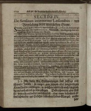 Sectio IV. De Sensuum internorum Læsionibus: von Verrückung derer innerlichen Sinne.