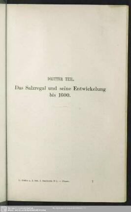 Dritter Teil. Das Salzregal und seine Entwickelung bis 1600