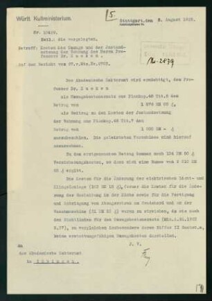 Kosten des Umzugs un der Instandsetzung der Wohnung (05.08.1925)