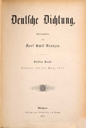 Deutsche Dichtung. 3. 1887/88