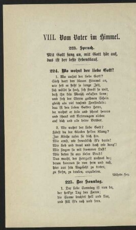 VIII. Vom Vater im Himmel