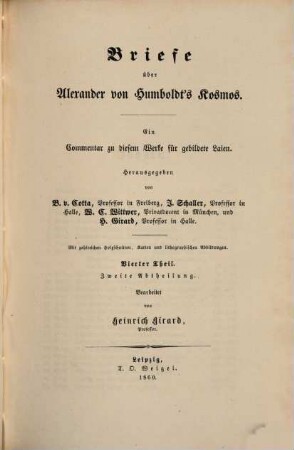 Briefe über Alexander von Humboldt's Kosmos : ein Commentar zu diesem Werke für gebildete Laien. 4,2