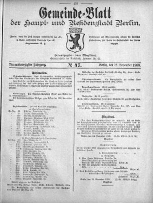 1908,47: No. 47, 22. November 1908