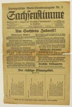 Sonderdruck der Deutschen Volkspartei zur Reichstagswahl 1920