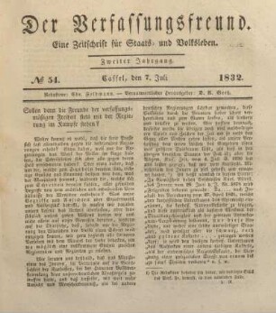 № 54. Cassel, den 7. Juli 1832.