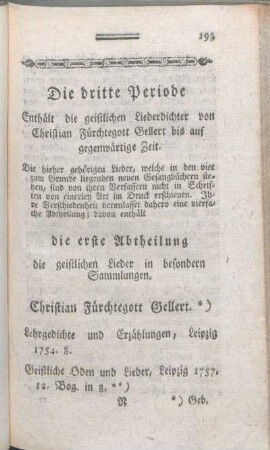 [...] davon enthält die erste Abtheilung die geistlichen Lieder in besondern Sammlungen.