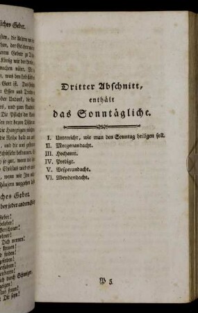 Dritter Abschnitt, enthält das Sonntägliche.