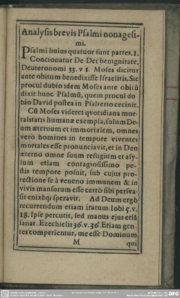 Analysis brevis Psalmi nonagesima