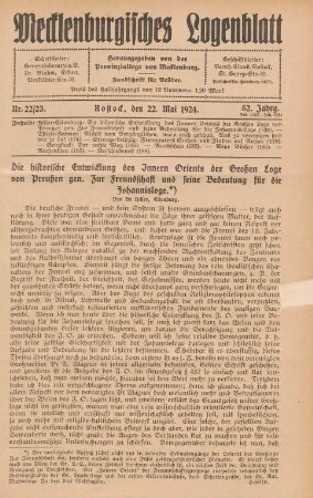 Nr. 22/23. Rostock, den 22. Mai 1924.