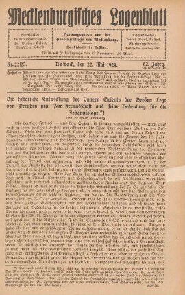 Nr. 22/23. Rostock, den 22. Mai 1924.