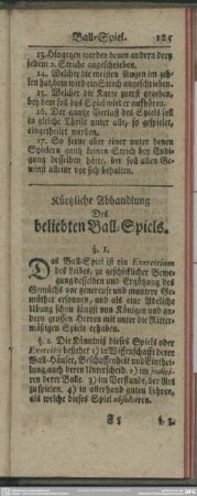 Kürtzliche Abhandlung Des beliebten Ball-Spiels