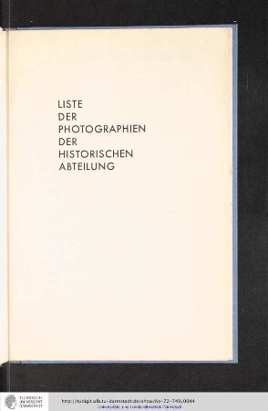 Liste der Photos der Historischen Abteilung