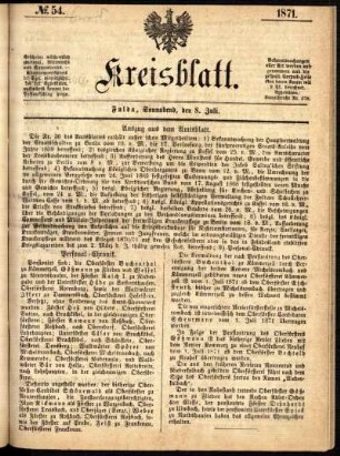 Ausgabe vom Samstag, den 08. Juli 1871.