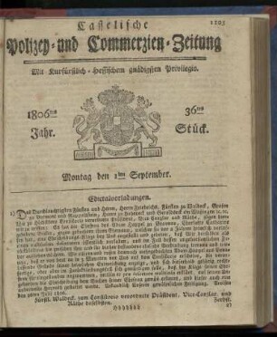 1806tes Jahr. 36tes Stück. Montag den 1ten September