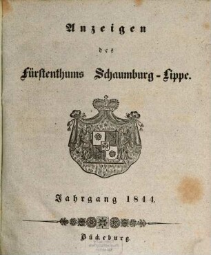 Anzeigen des Fürstenthums Schaumburg-Lippe. 1844, 1844
