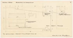 Wohnhaus Böhmer, Heidelberg: Fensterbänke des Untergeschosses: Grundriss, Ansicht, Schnitt 1:10, Detail 1:1