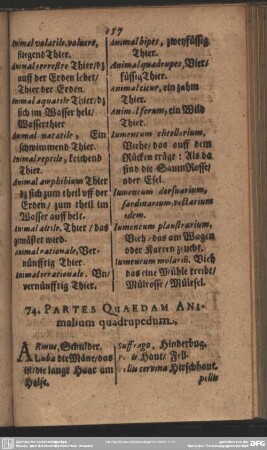 74. Partes Quaedam Animalium quadrupedum