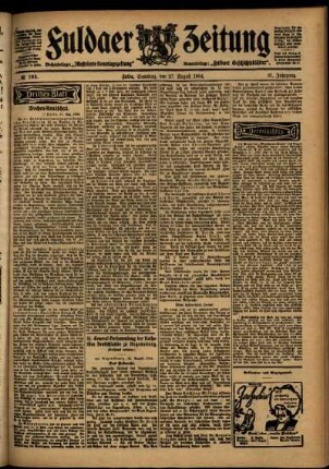Dritte Ausgabe vom Samstag, den 27. August 1904.