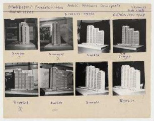 Modell: Hochhaus Leninplatz. Berlin, Friedrichshain, Leninplatz (Platz der Vereinten Nationen)/Leninallee (Landsberger Allee)