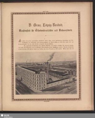 B. Grosz, Leipzig-Reudnitz, Kunstanstalt für Ölfarbendruckbilder und Rahmenfabrik