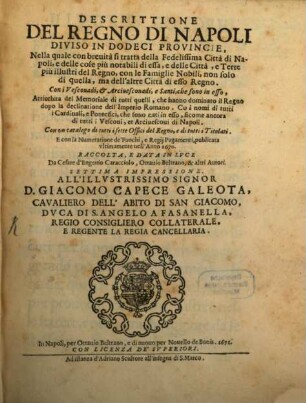 Descrittione del regno di Napoli