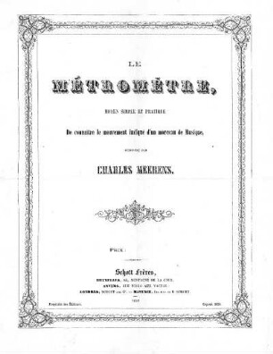 Le métromêtre, moyen simple et pratique. De connaître le mouvement indiqué d' un morceau de musique