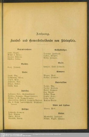 Anhang. Handel- und Geschäftstreibende von Steinpleis