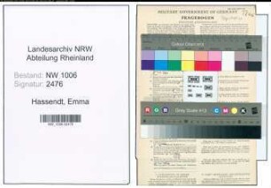 Entnazifizierung Emma Hassendt , geb. 28.12.1909 (Haustochter)