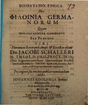 Diss. eth. de philoinia Germanorum