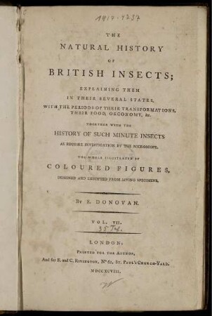 Vol. 7: The Natural History Of British Insects. Vol. VII.