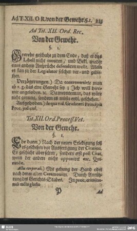 Ad Tit. XII. Ord. Rec. Von der Gewehr