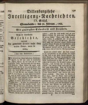 IX. Stück. Sonnabends : den 30. Februar., 1788.