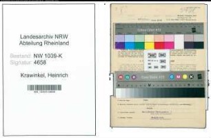 Entnazifizierung Heinrich Krawinkel , geb. 18.12.1911 (Angestellter)