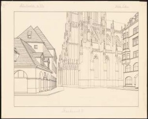 Münsterplatz, Ulm: Perspektivische Ansicht vom Standpunkt III