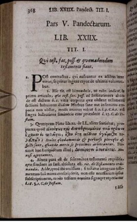 Pars V. Pandectarum. Lib. XXIIX