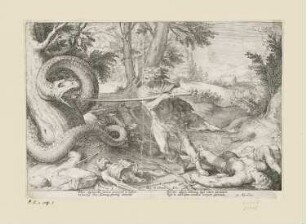 Kadmos tötet den Drachen, Blatt 3 der Folge "Ovids Metamorphosen Buch III"