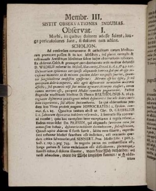 Membr. III. Sistit Observationes Indubias