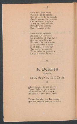 A Dolores : Canción despedida