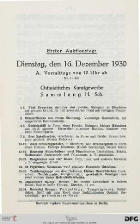 Ostasiatisches Kunstgewerbe, Sammlung H. Sch. (Nr. 1-389)