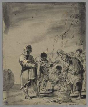 Paulus schüttelt die Natter von seiner Hand, Blatt 63 der Folge "Szenen aus dem Neuen Testament"