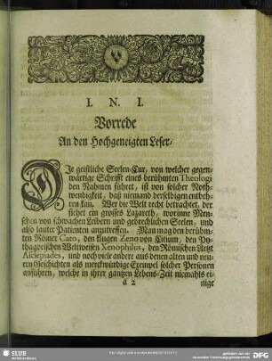 Vorrede An den Hochgeneigten Leser