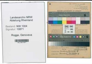 Entnazifizierung Genoveva Rogge , geb. 13.11.1902 (Fuersorgerin)