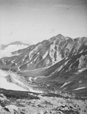 Hang am Mount Tate (Tate-yama) (3015 m) : Blick ins Tal