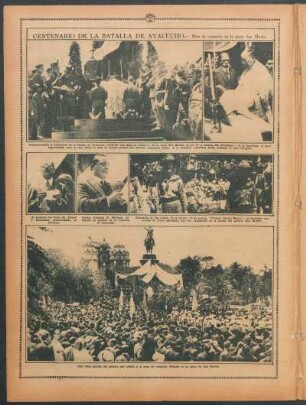 Centenario de la batalla de Ayacucho.- Misa de campaña en la plaza San Martín