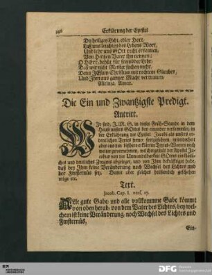 Die Ein und Zwantzigste Predigt.