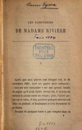 Les gamineries de madame Rivière